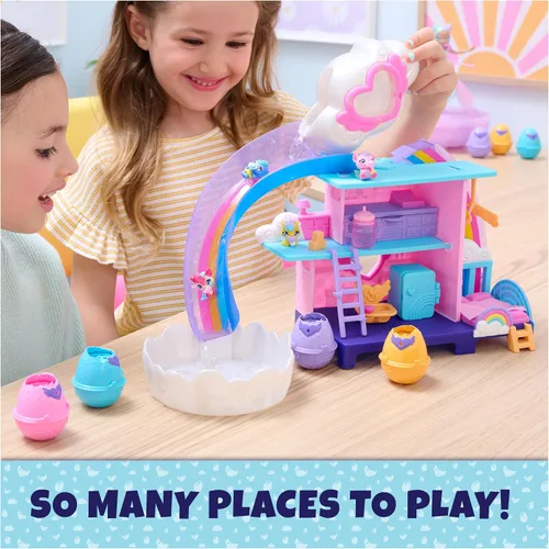 Vista 4 de Hatchimals Alive! Juego de vivero y guardería con 4 mini figuras en huevos autoeclosivos, 13 accesorios, juguetes para niños para niñas y niños a