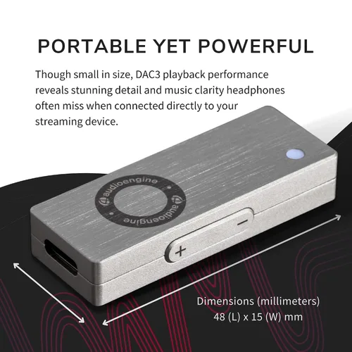 Vista 6 de Audioengine DAC3. Convertidor de señal digital a analógica de 32-bits para auriculares móviles para música y audio de alta resolución
