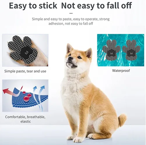 Vista 4 de Protector de patas de perro, agarre antideslizante para los dedos, almohadillas para patas de tracción de perros, 8 juegos de 32 almohadillas