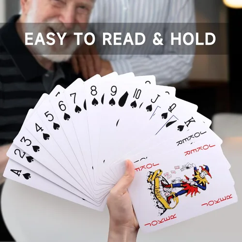 Vista 4 de GSE Games & Sports Expert Naipes jumbo, cartas grandes de gran tamaño, póker enorme para adultos, personas mayores, decoraciones de fiesta de casino