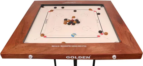 Vista 8 de KD Golden Carrom - Juego de mesa antiguo para interiores aprobado por la Federación Carrom de India y la Asociación Maharashtra Carrom