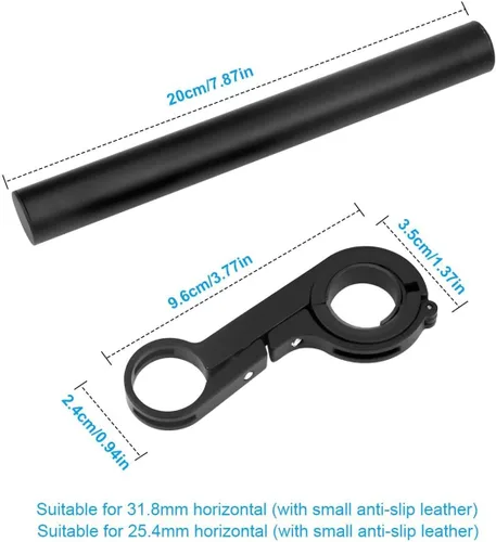 Vista 2 de Extensión de manillar de bicicleta, 7.9 in, multifunción, extensor de manillar de bicicleta doble, soporte de aleación de aluminio, soporte
