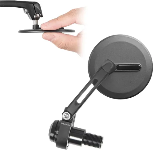 Vista 18 de KiWAV Espejos de extremo de barra de motocicleta Ojo Negro compatible con manillar roscado M6
