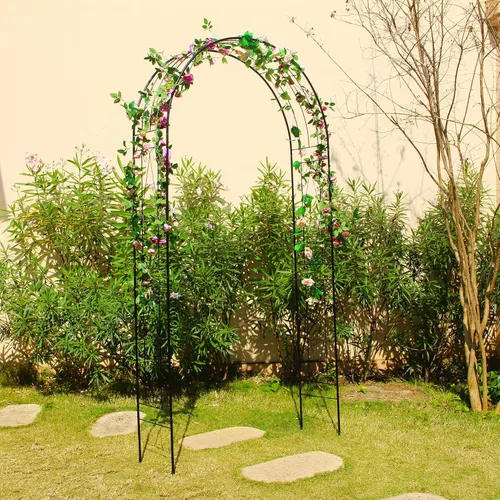 Vista 2 de Arco de jardín, 94.5 pulgadas de alto x 47.2 pulgadas de ancho, cenador de jardín para varias plantas trepadoras, arco de hierro decorativo