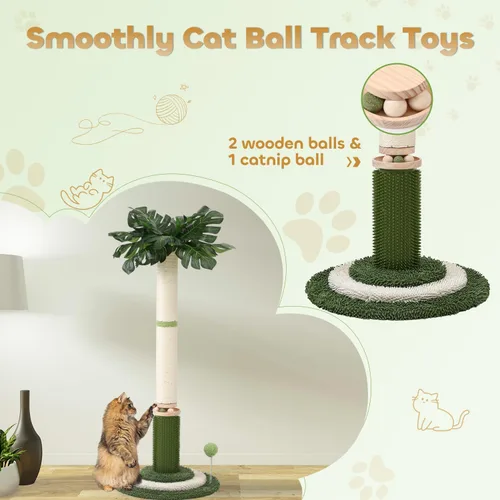 Vista 4 de EMUST Rascador para gatos – Rascador para gatos de 41.3 pulgadas de alto con pista interactiva de bolas para gatos de interior, poste para gatos