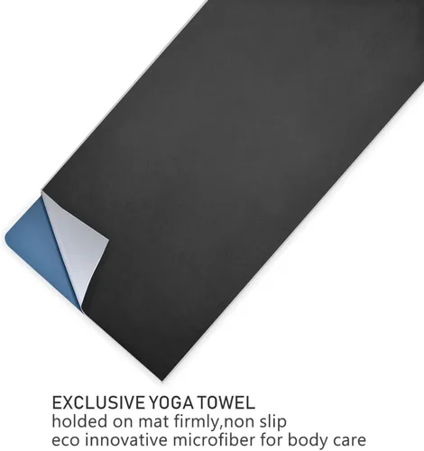 Vista 7 de YETTASBIN Toalla negra para esterilla de yoga, antideslizante, absorbente de sudor, toalla de yoga caliente, portátil, ligera, toalla