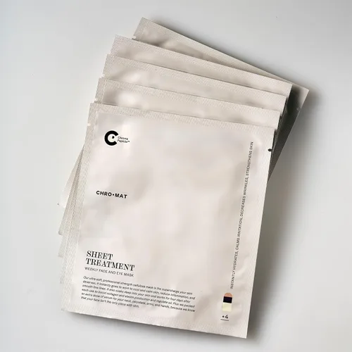 Vista 6 de CHROMAT Tratamiento de hojas – Paquete de 4 mascarillas – Mascarilla facial y de ojos con péptido de croma, Fucoreverse, Tens'Up y Lyocell
