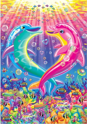 Vista 2 de RoseArt Lisa Frank Foil Dancing Dolphins - Rompecabezas de 300 piezas