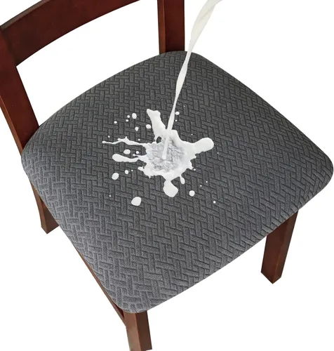 Vista 27 de Genina Fundas de Asiento para Silla de Comedor Fundas de Asiento Deslizables Fundas de Silla de Cocina (Beige, 2 Piezas)