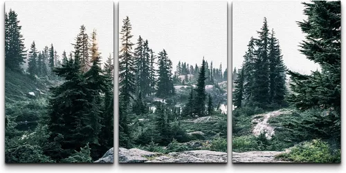 Vista 121 de wall26 Lienzo enmarcado para pared, juego de arte debajo de los tallos de bambú verde, naturaleza, desierto, fotografía, realismo, contemporáneo