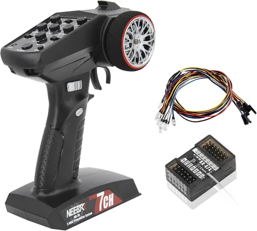 Vista 8 de Transmisor RC de 7 canales con receptor, sistema de control de luz integrado y juego de 12 luces LED, control remoto de radio de 2.4 GHz para auto a