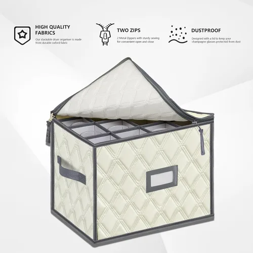 Vista 8 de Caja de almacenamiento para flauta de champán, caja de almacenamiento acolchada para copas de champán, contenedor apilable de copa de champán, copa
