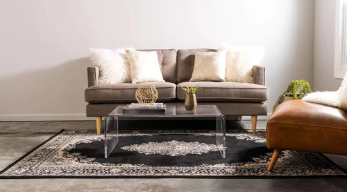Vista 2 de Unique Loom - Alfombra de área estilo persa tradicional de la colección Reza, de 2 pies 2 pulgadas x 3 pies, colores negro y beige