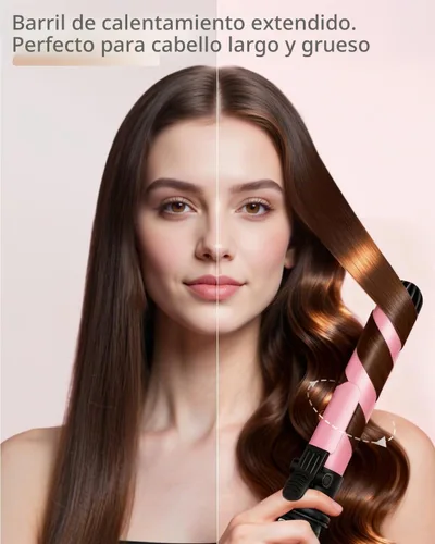 Vista 9 de Rizador de pelo con rotación automática: rizador de pelo automático de 1.25 pulgadas con temperatura ajustable de 180 °F a 410 °F y pantalla LCD