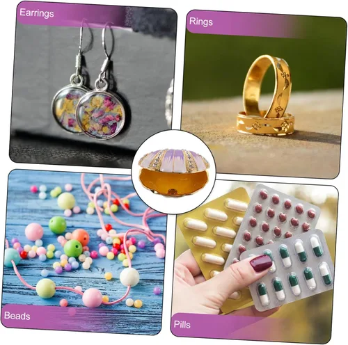 Vista 3 de LIFKOME Joyero para mujer, bandeja para anillos, cajas de joyería para mujer, decoración del océano, plato de baratija, caja de joyería morada, caja