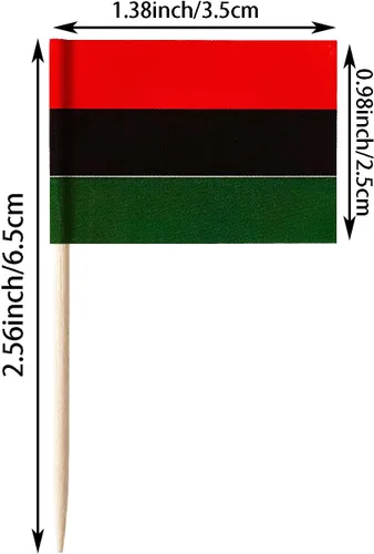 Vista 2 de stidsds 100 unidades de banderas afroamericanas pan, palillos de dientes africanos, mini pequeñas decoraciones negras para cupcakes, banderas