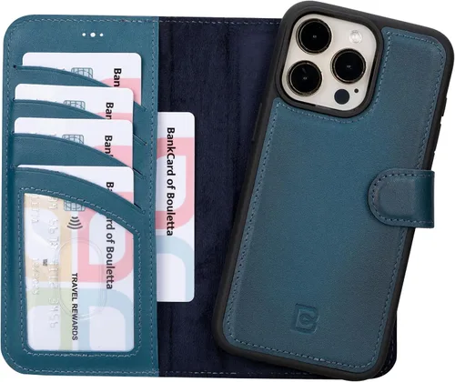 Vista 26 de BOULETTA Magsafe - Funda para iPhone 15 compatible con cuero de grano completo, magnética, desmontable, cartera para teléfono (2 en 1), 4 tarjeteros
