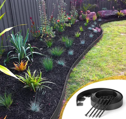 Vista 6 de Bordes instantáneos, kit de borde negro de 20 pies de alta calidad, sin excavación, para paisajismo y jardines de flores (2 pulgadas de alto)