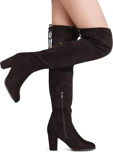 Vista 4 de DREAM PAIRS - Botas de tacón medio y alto hasta la rodilla para mujer