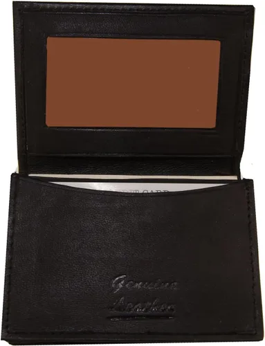 Vista 3 de Improving Lifestyles Cartera de cuero para hombre plegable negro pequeño titular de la tarjeta de crédito ventana ID bolsa de regalo de organza