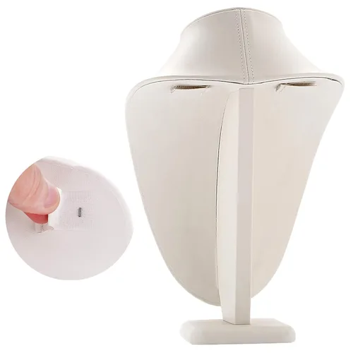 Vista 6 de Polmart P29 - Busto moderno para collar, cuero sintético blanco, 11 ½ pulgadas de alto