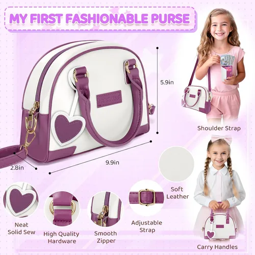 Vista 2 de INNOCHEER Bolso de niñas pequeñas, bolso de juguete para niños con maquillaje de fantasía, bolso de juego para niñas pequeñas, bolso de juego