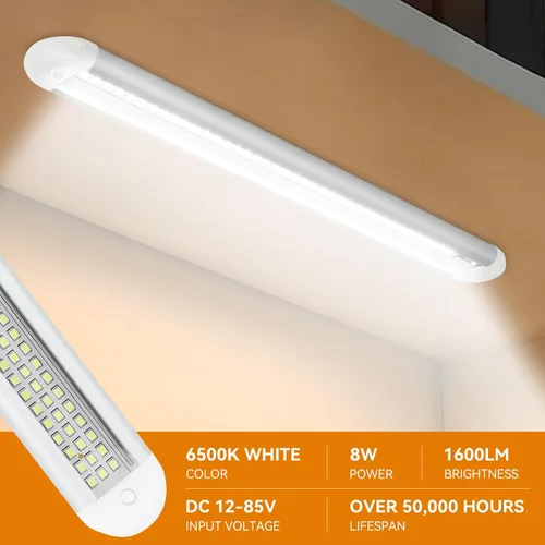 Vista 3 de RVZONE Barra de luz interior LED de 12 V 120 LED, 1800 lúmenes, 8 W, CC, 12 voltios, tira de luces LED con interruptor de encendido/apagado, luces