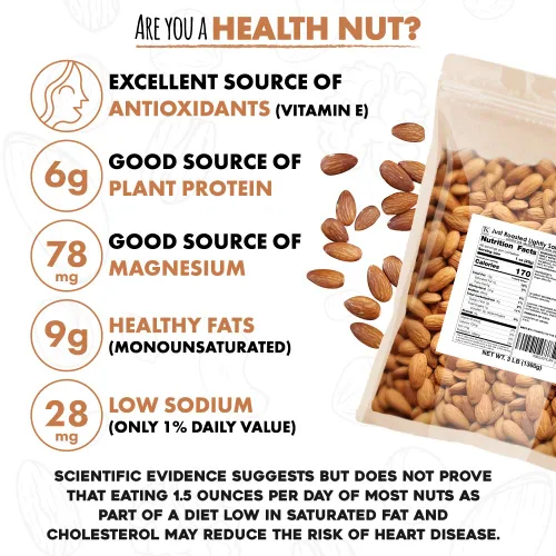 Vista 5 de Roastery Coast - Almendras recién asadas 3 libras de nueces diarias a granel Snack Keto Ligeramente salado Proteína vegetal Corazón