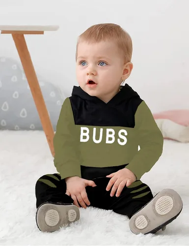 Vista 2 de Fommy Ropa para bebé recién nacido, sudadera con capucha de manga larga y pantalones largos, conjunto de 2 piezas para otoño e invierno