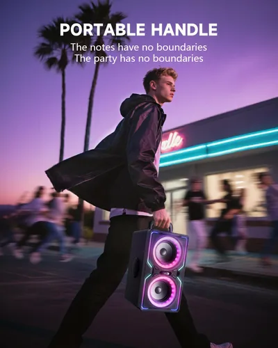 Vista 10 de Hotlemon Altavoz Bluetooth grande: 240 W pico potente sonido fuerte con graves profundos, tiempo de reproducción de 15 horas, carga rápida, TWS