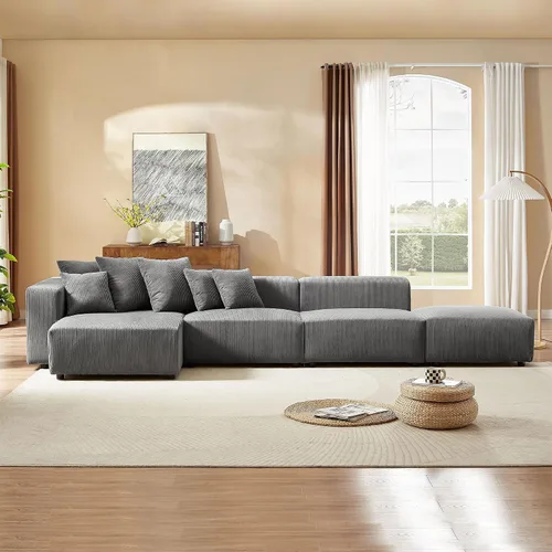 Vista 14 de KEVINSPACE Sofá de 104.72 pulgadas, moderno de mediados de siglo, sofá de 3 plazas para sala de estar, sofás de asiento profundo, muebles, cómodos