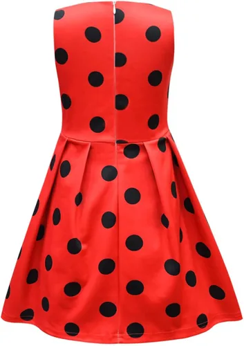 Vista 2 de Dressy Daisy Disfraces de mariquita, vestido elegante de lunares rojos y negros para niñas, Halloween, fiesta de cumpleaños, verano, uso casual