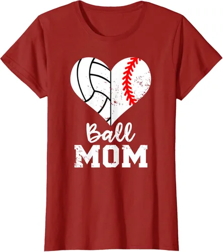 Vista 26 de Ball Mom Heart Funny Baseball Voleibol Mom - Camiseta para mamá, Negro, S