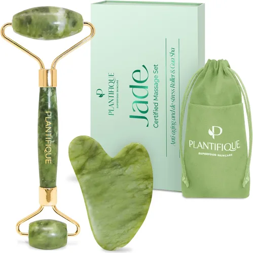 Vista 12 de PLANTIFIQUE Juego de Rodillo Facial de Hielo y Gua Sha de Acero Inoxidable - Herramientas de Masaje para Cuidado de la Piel con Crioterapia - Juego