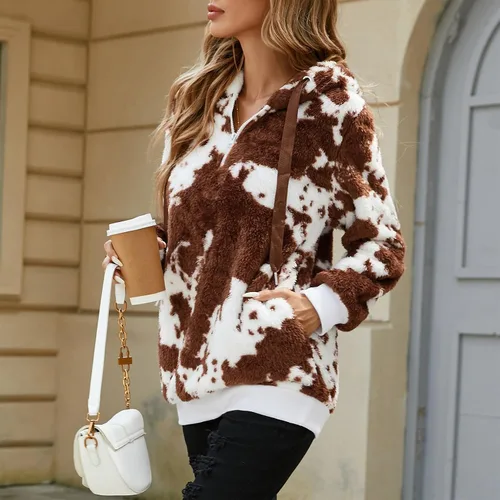 Vista 72 de Century Star Sudadera deportiva mullida de vellón con capucha para mujer de talla extragrande con bolsillos