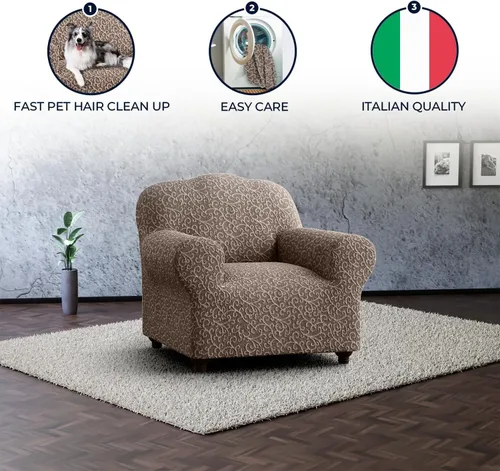 Vista 6 de PAULATO BY GA.I.CO. Funda para silla, funda para sillón, funda de tela de algodón, 1 pieza, protector de muebles elástico, elegante, colección 3D