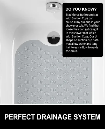 Vista 6 de OTHWAY Alfombrilla de baño sin ventosa: tapete de baño extra largo de 39 x 16 pulgadas, perfecto para bañeras ordinarias o reacabadas │Hecho de goma