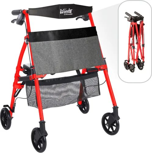 Vista 17 de Stander Wonder Andador Plus, Andador plegable de movilidad rodante ligero, Andador EZ Fold-N-Go para personas mayores y adultos, ruedas de 6
