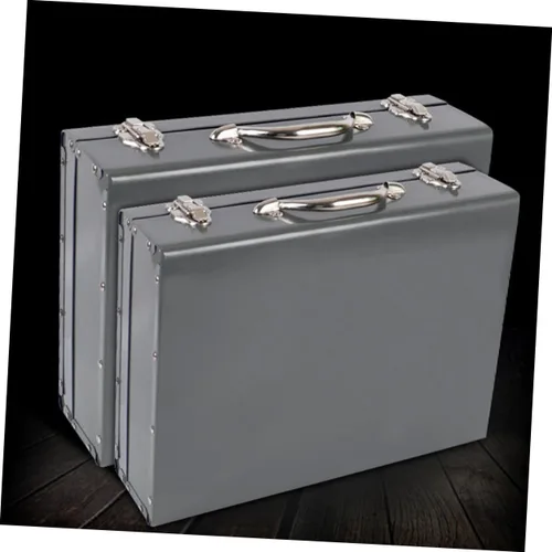 Vista 3 de Caja de herramientas de metal grueso, caja organizadora de herramientas portátil con asa, pequeña caja de almacenamiento para artesano, automotriz