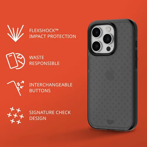 Vista 3 de Tech21 Evo Check - Funda para iPhone 15 Pro, protección contra impactos, color ahumado/negro