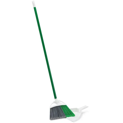 Vista 6 de Libman Commercial 206 - Escoba angular de precisión con bandeja para el polvo, mango de acero, 11 pulgadas de ancho, verde y blanco (paquete de 4)