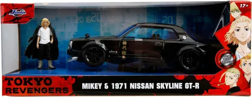 Vista 8 de Jada Tokyo Revengers 1:24 1971 Nissan Skyline GT-R - Coche fundido a presión y figura de Mikey de 2.75 pulgadas, juguetes para niños y adultos