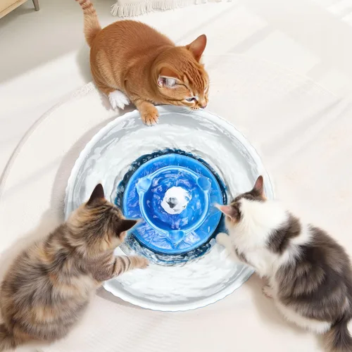 Vista 8 de VEVOR - Fuente de agua de cerámica para gatos, fuente de agua VEVOR de 2.1L/71 onzas, dispensador de agua de porcelana, bomba ultrasilenciosa, área