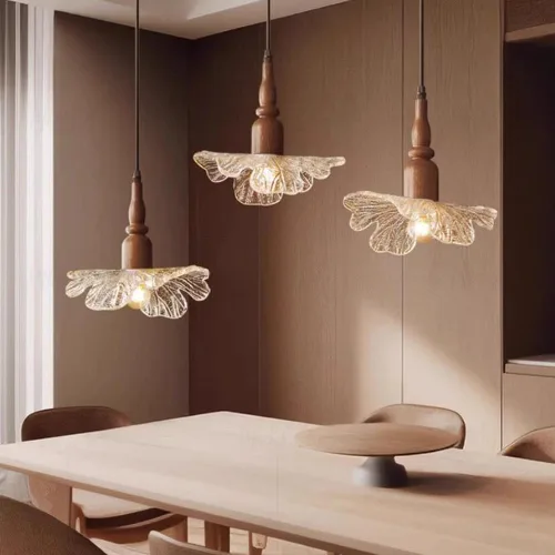 Vista 4 de Lámpara colgante de mediados de siglo con pantalla de cristal de flor E27/E26 sockets ajustable cable para comedor sala de estar