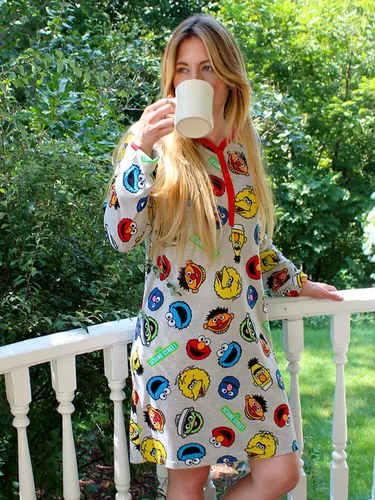 Vista 6 de Sesame Street Elmo - Camisón Henley de manga larga para mujer