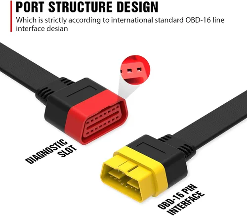 Vista 9 de Cable de extensión OBD2, herramienta profesional de escaneo de diagnóstico automotriz, cable de extensión completo de 16 pines para escáner ODBII