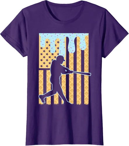 Vista 8 de Camiseta de béisbol Drip Boys Dripping Ice Cream Baseball American Flag, Negro -, Pequeña