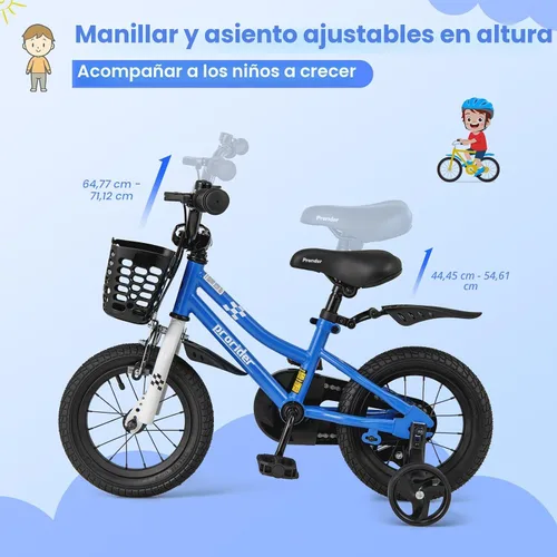 Vista 4 de COSTWAY Bicicleta para niños, 12, 14, 16, 18 pulgadas, para niños y niñas de 3 a 8 años, bicicleta para niños con ruedas de entrenamiento