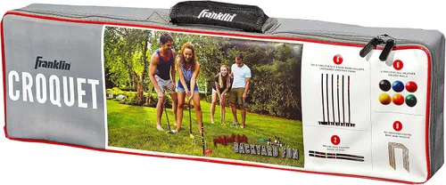 Vista 6 de Franklin Sports Juegos de croquet portátiles para patio trasero – Juegos completos de croquet para 4 + 6 jugadores con mazos, bolas de croquet +