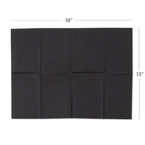 Vista 3 de Practicon Paquete de 125 Baberos Desechables Negros para Pacientes, 18" x 13", Hoja de Babero de Papel Impermeable de 3 Capas con Respaldo
